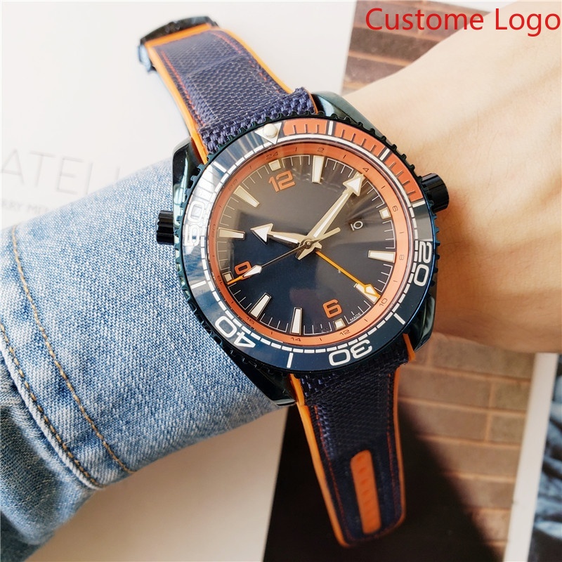 Rubber Strap Diver - Men GMT Diving Watch Blue Orange