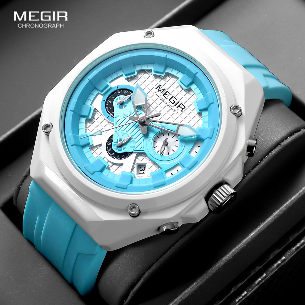 MEGIR New Unisex Sport Quartz  - đánh giá và giá Silicone Band Women