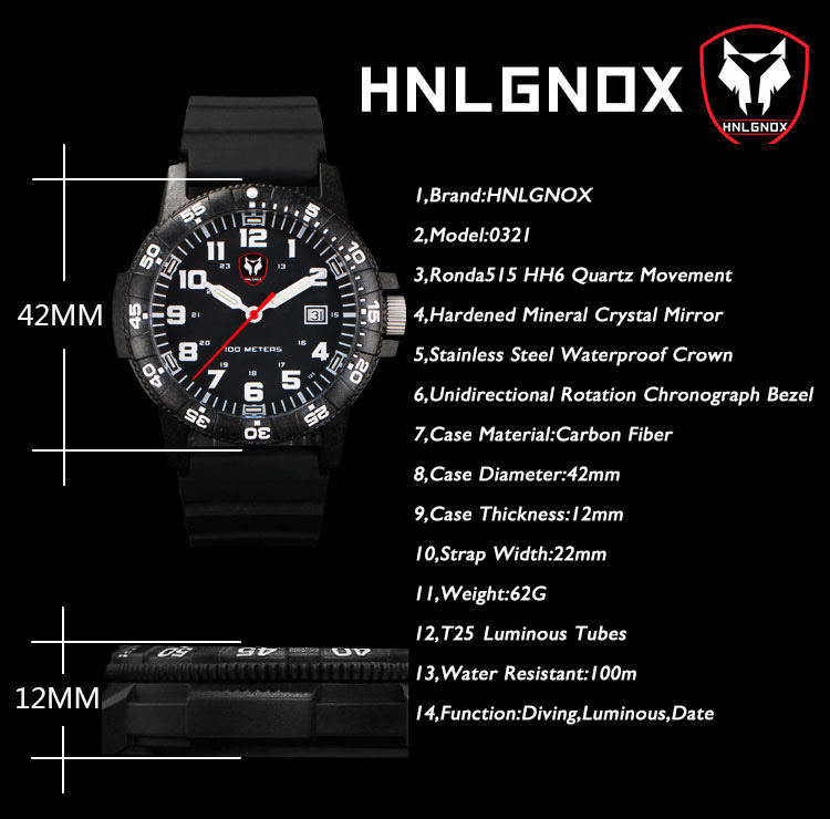 Hnlgnox Mens Pilot Watches Spo - đánh giá và giá Rubber Strap Diver
