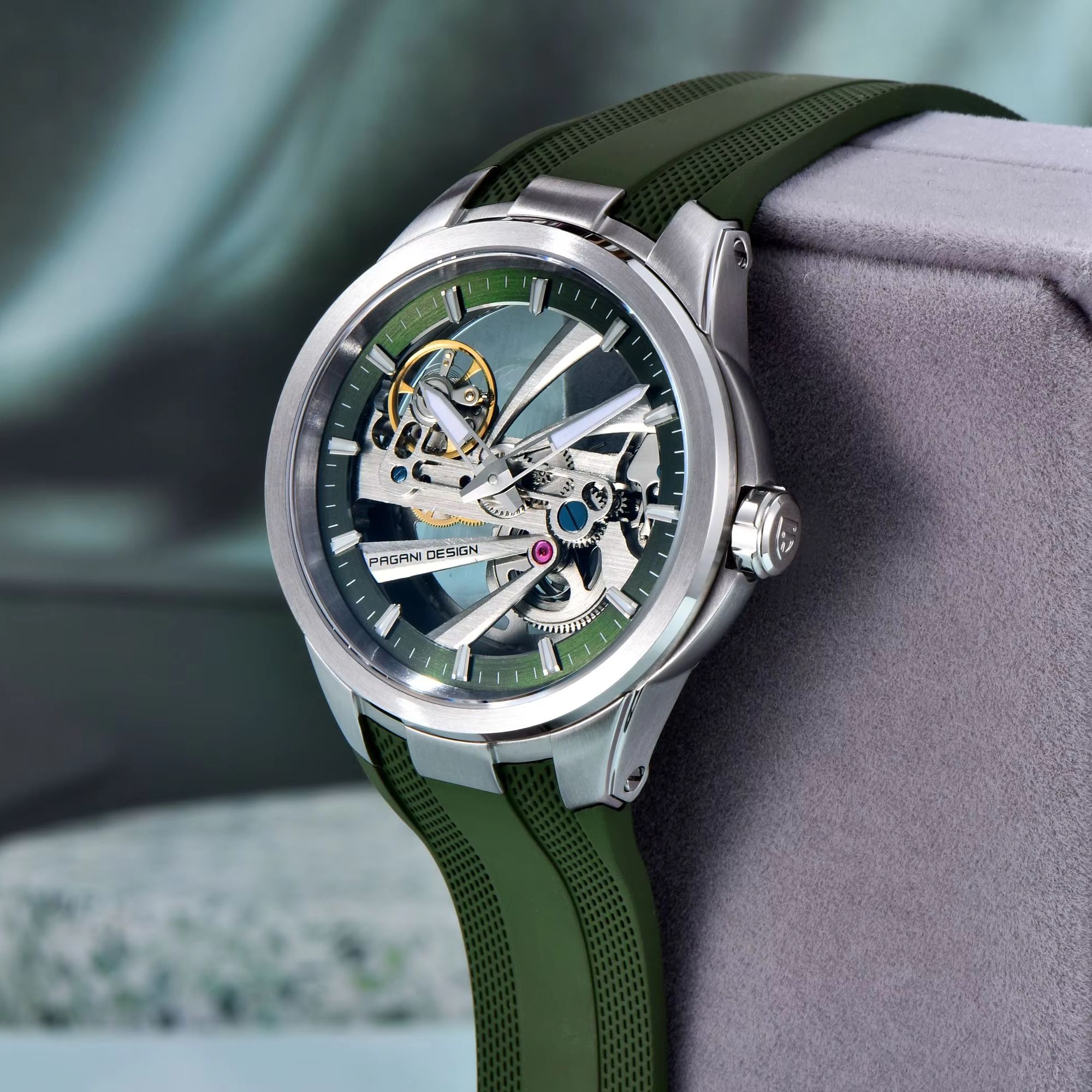Green Skeleton PAGANI DESIGN P - đánh giá và giá Rubber Strap Diver